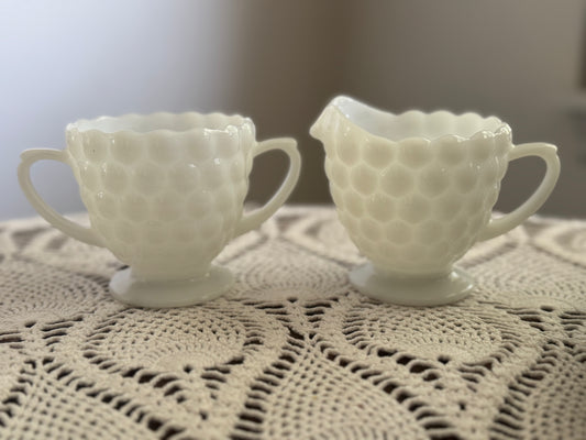 Milk Glass Cream and Sugar Set- VINTAGE