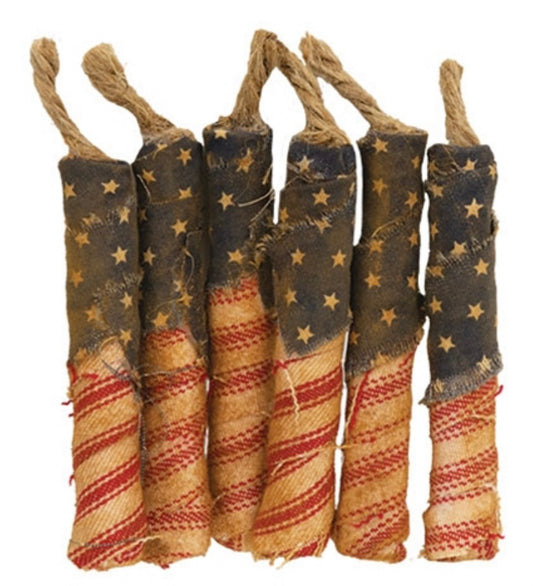 Firecracker Bowl Fillers- Primitive Firecrackers- Fireworks - Americana Decor- 4th of July - SET of 6