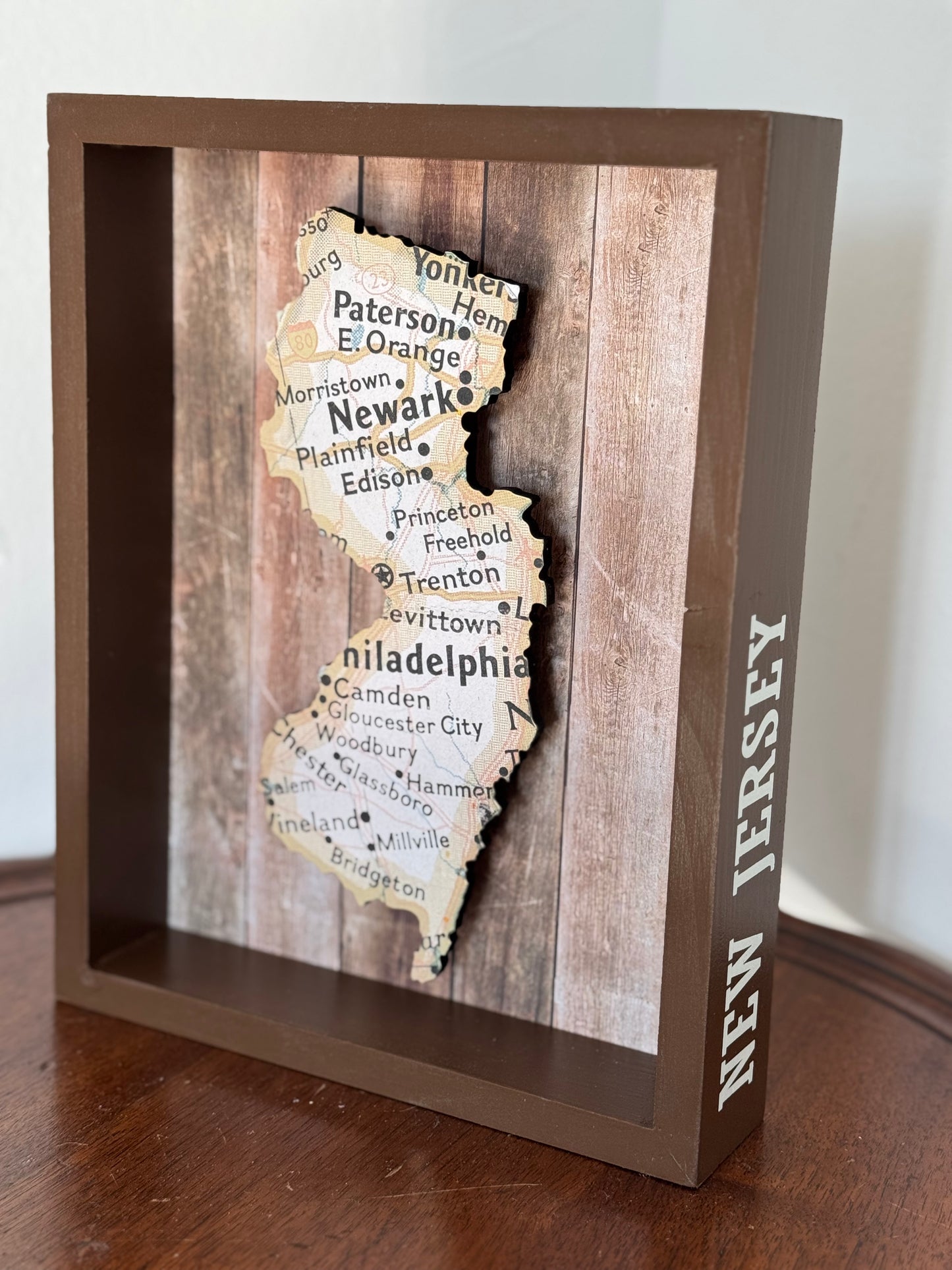 New Jersey wood sign- New Jersey State Box Sign