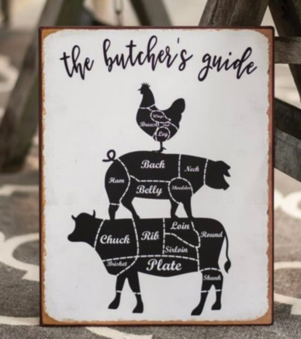 Metal Farm Sign - Butchers Guide Farmhouse Sign