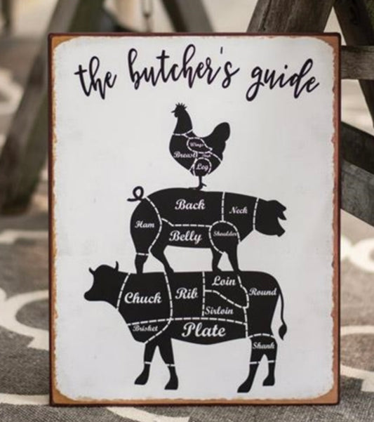 Metal Farm Sign - Butchers Guide Farmhouse Sign