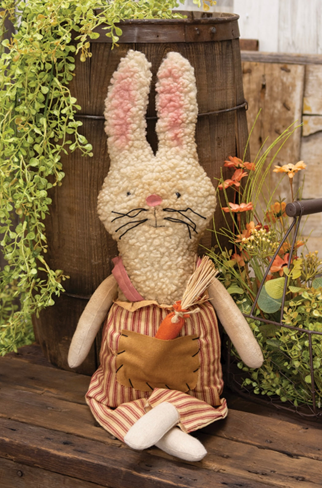 Bunny in Overalls- Easter Bunny- Bunny Wreath