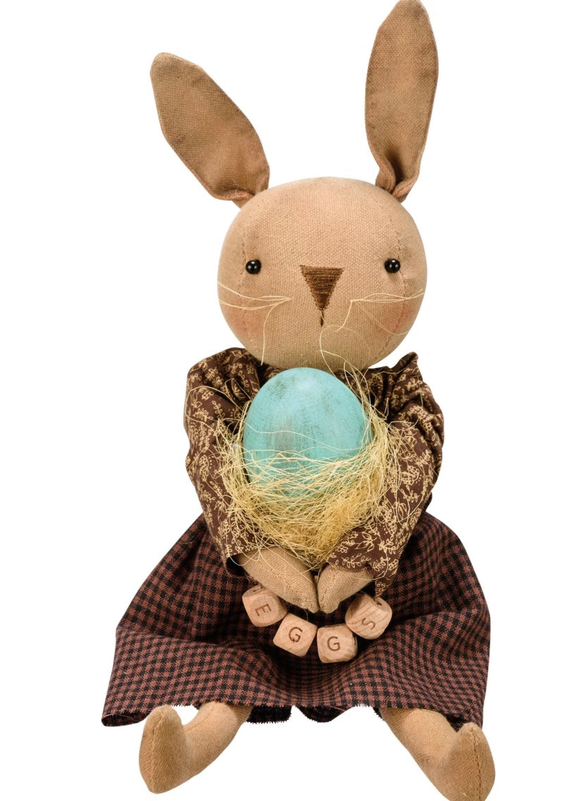 Farmhouse Bunny- Easter Bunny Decor- Primitive Bunny Doll- Handmade Bunny Doll
