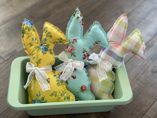 Handmade bunny SET - 3 fabric bunnies- Bunny bowl fillers- Farmhouse bunny - Shabby chic bunny