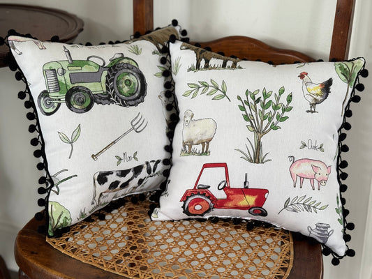 FARMHOUSE Pillows- SET of 2 farm print pillows