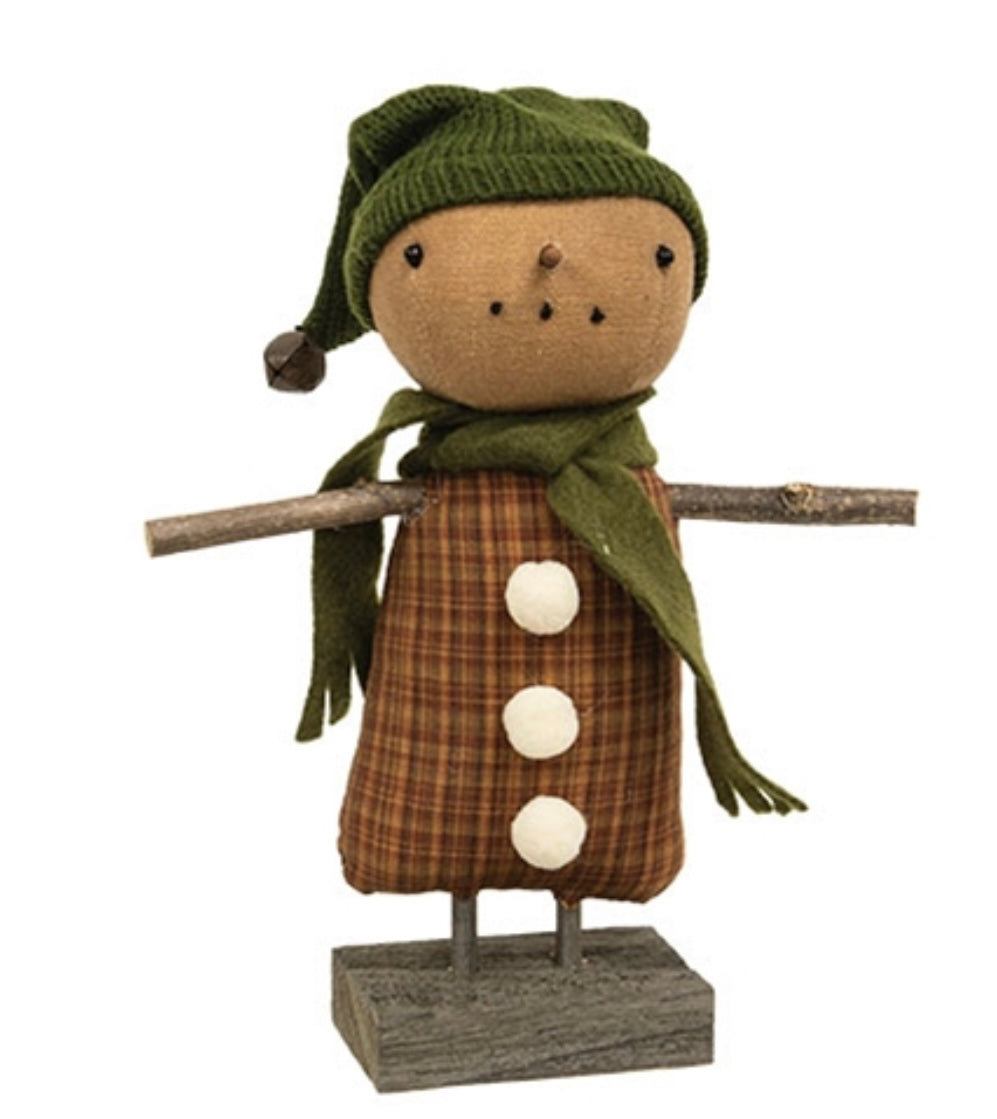 Primitive Snowgirl - Snowman on wood base- Winter Snowman- Holiday decor- Christmas- Farmhouse Christmas