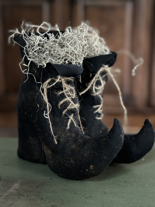 Witches Shoes - Witches boots - Handmade Witches Shoes- Halloween Decor