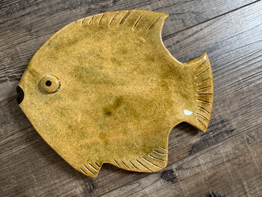 Pottery Fish Tray - Beach Fish Tray- Ceramic Beach Tray - Fish Trinket Dish- beach home decor