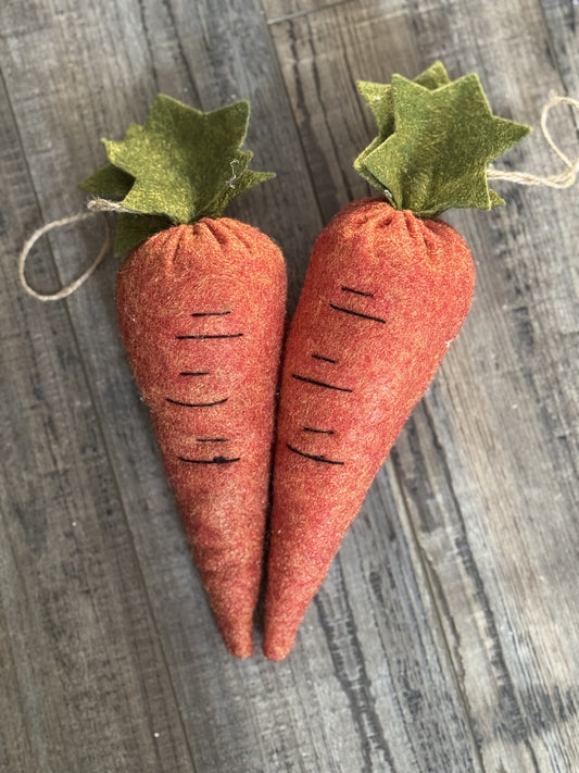 Large Carrots- SET of 2- Soft Fabric Carrots- Carrot Ornaments 11 inch