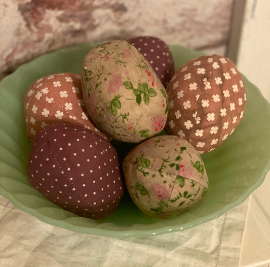 Vintage Fabric Easter Eggs- Vintage Easter- Fabric Eggs- SET of 3