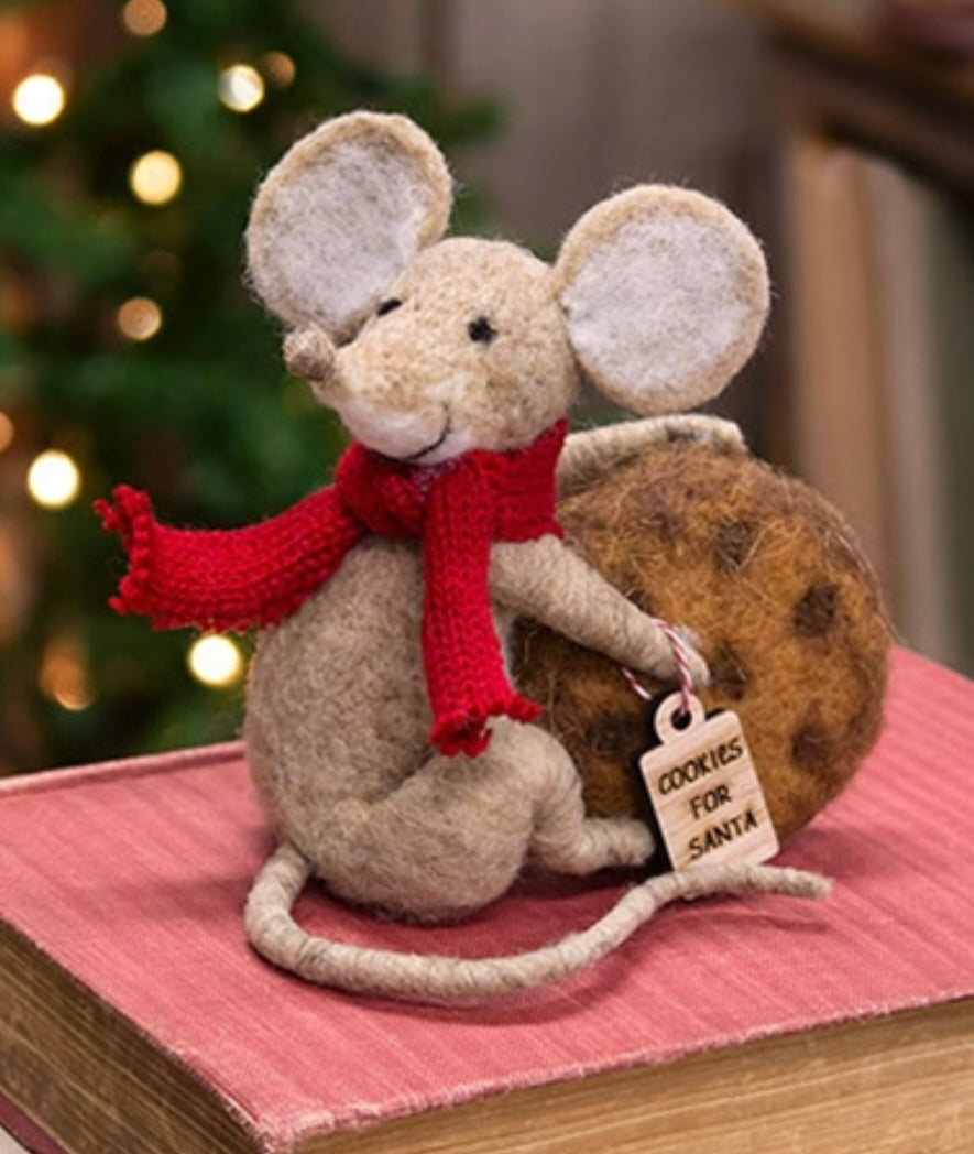 Cookies for Santa Mouse- Christmas Mouse- Holiday Mouse - Felt Christmas Mouse Ornament