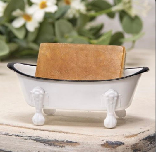 Iron Bath Tub Soap Dish - White