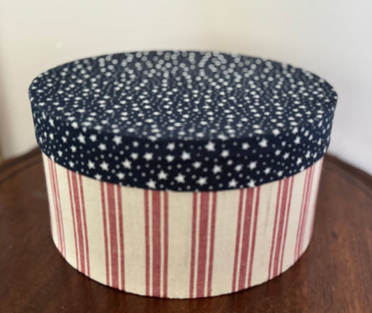 Patriotic Hat Box - Patriotic riser- Americana Decor- Primitive Americana box- 4th of July decor