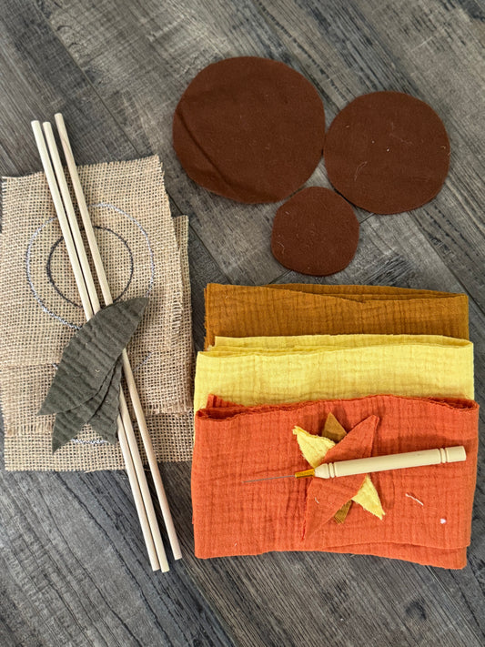 Sunflower Kit - Sunflowers with Stem Set of 3 bowl filler 1 orange 1 mustard 1 yellow