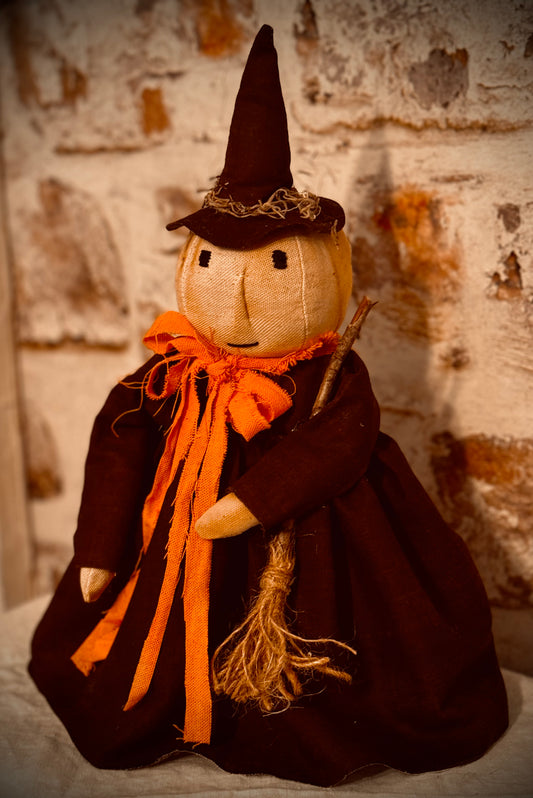 Handmade Witch Doll- Primitive Witch- Farmhouse Witch- Halloween Witch