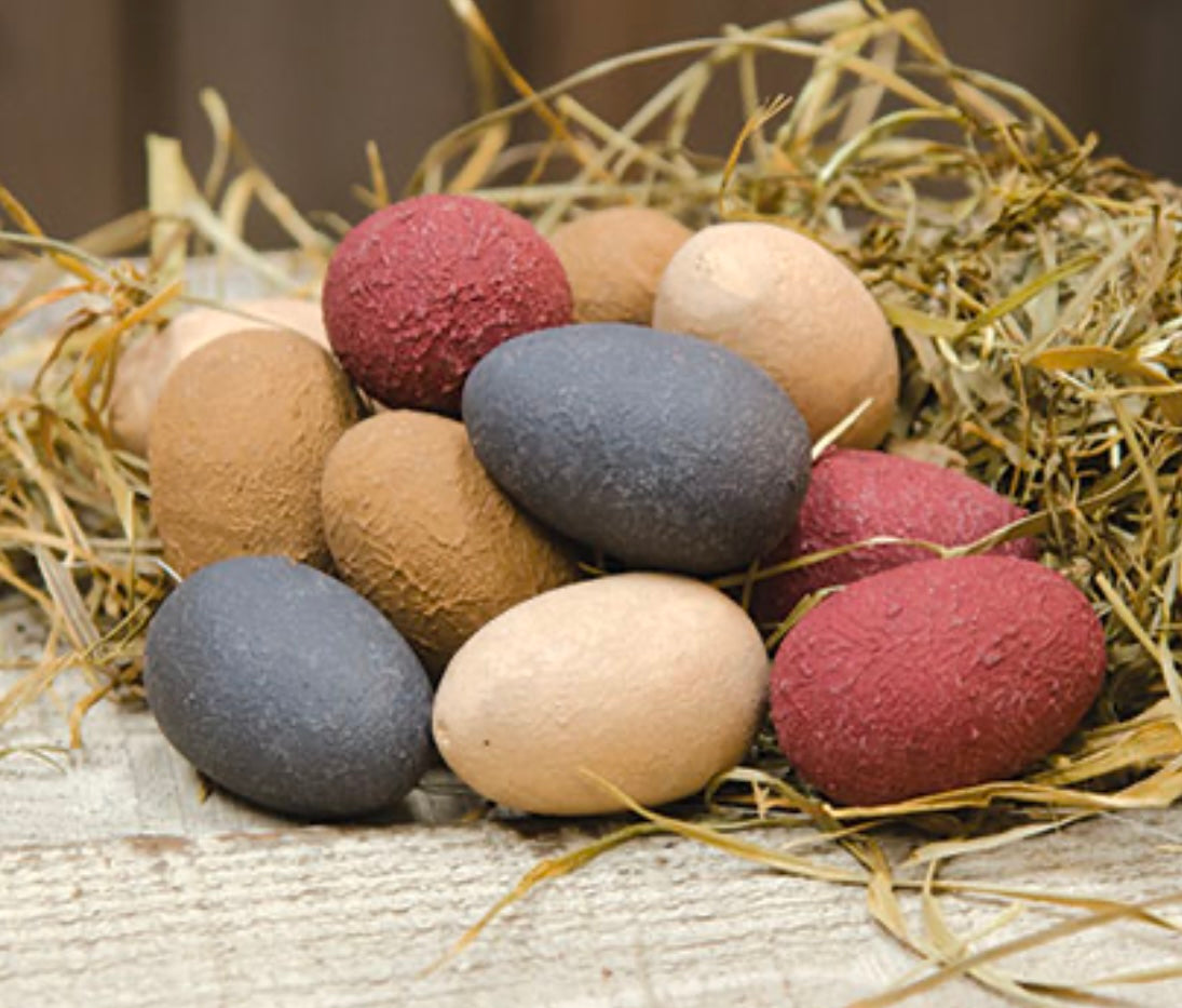 Primitive Easter Eggs SET of 12 - Farmhouse Easter Egg Decor- Spring Decor Bowl Filler