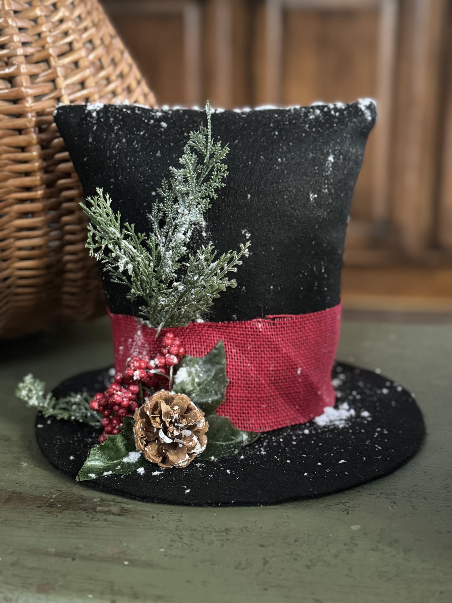 Snowman Hat - Top Hat - snowman top hat- Christmas hat- primitive snowman hat-fARMHOUSE snowman hat