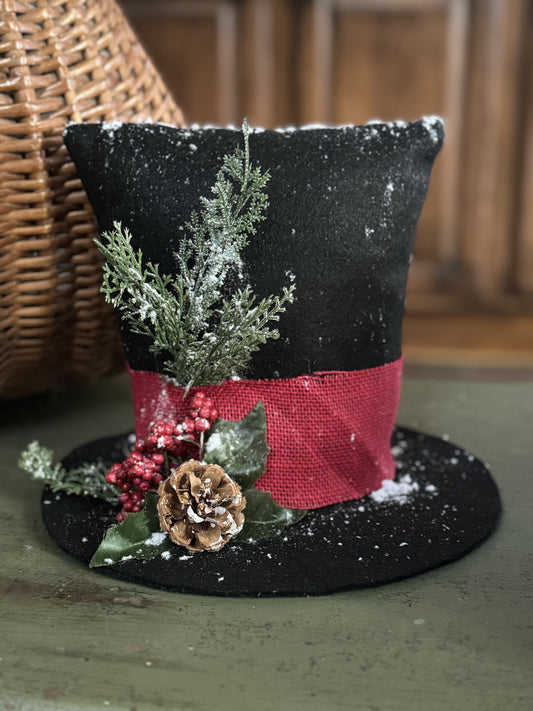 Snowman Hat - Top Hat - snowman top hat- Christmas hat- primitive snowman hat-fARMHOUSE snowman hat
