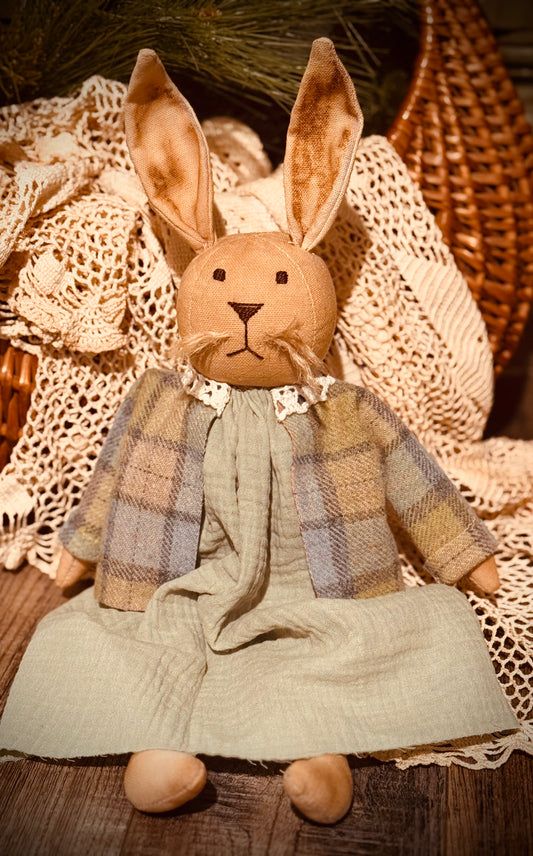 Handmade Bunny - Primitive Farmhouse Bunny - Vintage style Easter Bunny