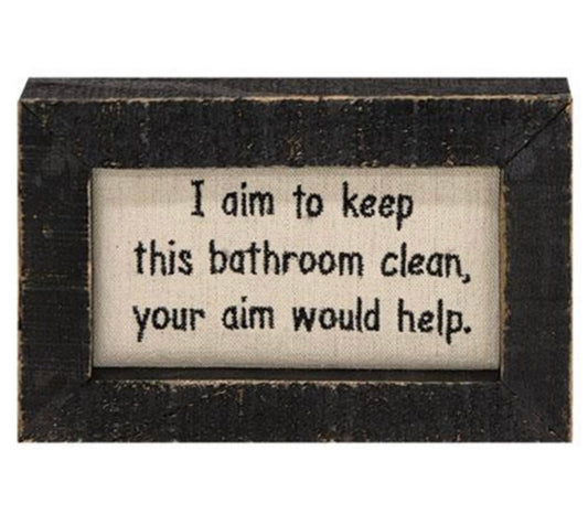 Embroidered Bathroom Sign - Framed Bathroom Sign