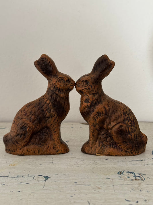 Chocolate Bunny Set - Faux Chocolate Bunny SET of 2- Easter Bunny Decor