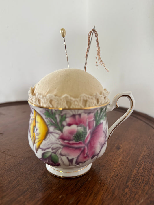 Pin Cushion- Royal Albert Tea Cup Pin Cushion - Sewing Gift - Mothers Day Gift