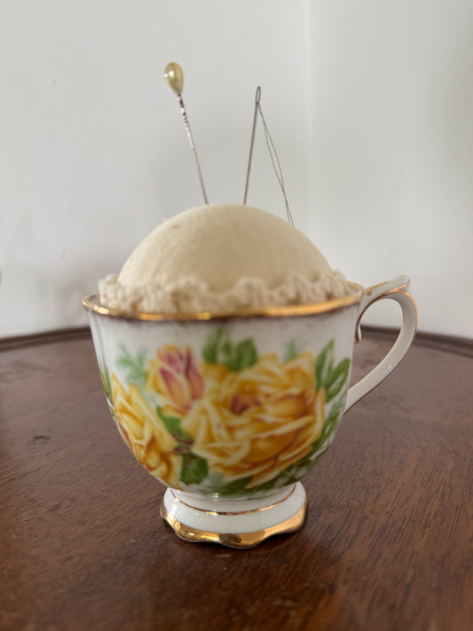 Pin Cushion- Royal Albert Tea Cup Pin Cushion - Sewing Gift - Mothers Day Gift