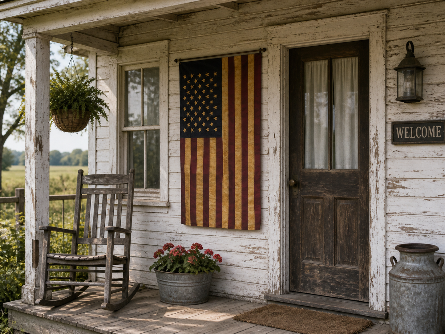 Tea stained American flag porch flag indoor outdoor US flag ￼