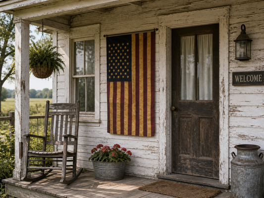 Tea stained American flag porch flag indoor outdoor US flag ￼
