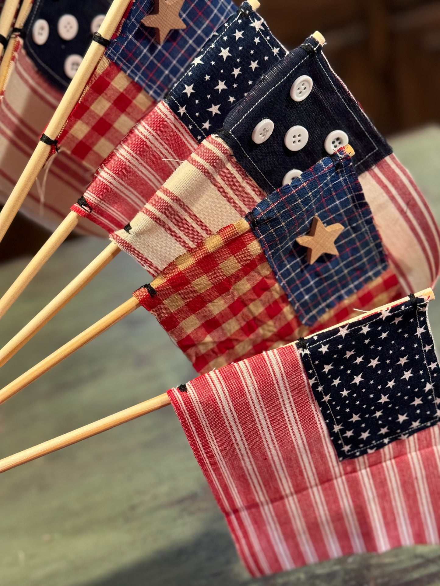 Handmade American Flags - SET of 3 Primitive Americana Flags